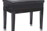Premium Adjustable Piano Bench (Griffin AP Series) - Sleek Black Gloss Finish & Luxurious Padded Seat for Keyboard/Piano Use | Image