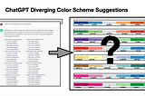 Introductory Image to the “Divergent Color Schemes using ChatGPT” writing that shows eight diverging color scheme possiblities suggested by ChatGPT.