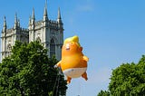 The Trump balloon floating over Westminster