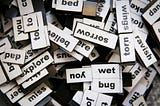 A stack of word tiles