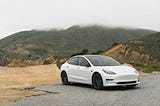 A white Tesla Model 3