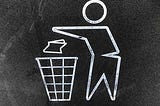 Icon of person throwing away trash into a trash can