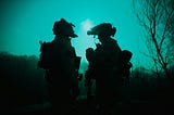 Soldiers at night through night vision
