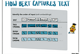 Alternative text The visualization shows how BERT understands the text. With BERT, you identify the order of the input. You give the model information about different embedding layers (the tokens (BERT uses special tokens ([CLS] and [SEP]) to make sense of the sentence), the positional embedding (where each token is placed in the sentence), and the segment embedding (which gives you more info about the sentences to which the tokens belong).