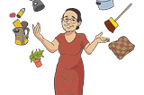 A mamãe do Julinho. Uma pessoa multidisciplinar.