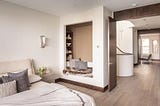 Joanna Lily Wong of Ennate Designs used feng shui principles to design this bedroom, keeping the bed 45 degrees to the door