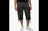 x-ray-mens-belted-18-inseam-below-knee-long-cargo-shorts-plaid-black-size-36-1