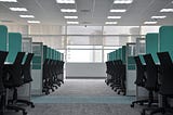 Boring cubical office set-up. Typical of bureacracies.