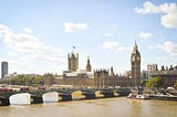 The Palace of Westminster is shown without scaffolding