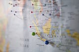 Pins on a map