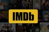 Logo of IMDb with a montage of it’s originals content on the background