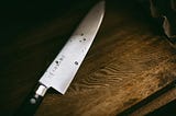 Photo of a sharp kitchen knife