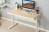 48-inch Maple Standing Desk with Adjustable Height & Steel Drawer | Image