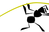 A silhouette of an ant lifting an object.