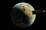 spaceship moving towards Earth