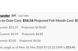 DigitalOcean bill in slack with monthly projections