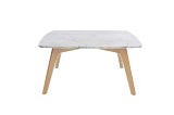 Square Marble Coffee Table with Elm Wood Legs | Image