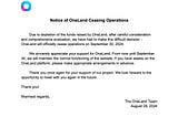 Notice of OneLand Ceasing Operations