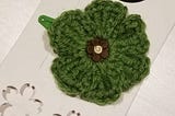 Dark Green Crocheted Flower Snap Hair Clip (2″ wide)