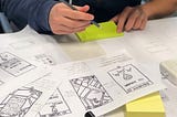 UX Designer making paper prototypes