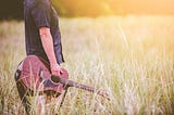 guitar in a field of tall grass