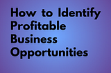 Amit Chauhan | Identify Profitable Business Opportunities