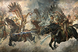 The Polish cavalry, Hussars, from Batowski-Kaczor reproduction painting