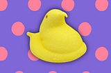 peep in front of fun easter background