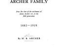 Genealogical History of the Archer Family | Cover Image