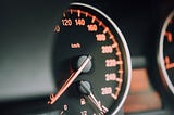 Car dashboard, view of zero speed.