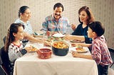 A family having dinner together