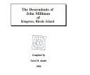 The Descendants of John Milliman of Kingston, Rhode Island | Cover Image
