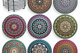 8pc-ceramic-boho-coaster-with-cork-base-adamsbargainshop-1