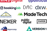 AND Digital, a political, booking lab, DMC, DXW, Informed Solutions, Made Tech, Nexxer, public digital, Paper, version 1, uk gov camnp