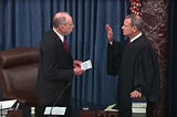Chief Justice John Roberts swearing in at Donald Trump’s 2020 impeachment hearing