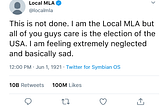 Local MLA feeling neglected due to US Elections