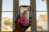 Using Apple’s iPhone to facetime a friend, an idea of how the doorbell with Face ID will work