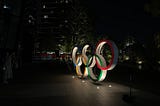 Olympic Rings at night