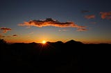 Sunrise over mountains.