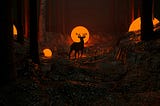 Deer in a scifi forest
