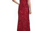 Stunning Red Strappy Sequined Evening Gown for Homecoming | Image