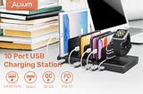 Big Family Choice: Alxum 10 Ports USB C Charging Station with iWatch Charger Stand ($5 off)