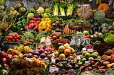 A market place selling fresh produce