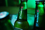 Beer bottles stored in ice