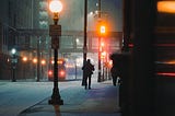 A street light at night