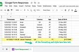 How to Auto Format Google Form Responses in Google Sheets?