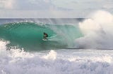 The World Surf League tournament is happening now on the North Shore of Hawaii.