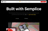 Semplice website showing how the menu sticks to the top as the user scrolls