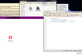 A developer-taken screenshot showing a Solstice window, with CSS mods, behind a window showing its custom CSS mod file in a text editor