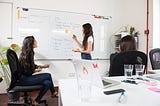 Three women in a design studio